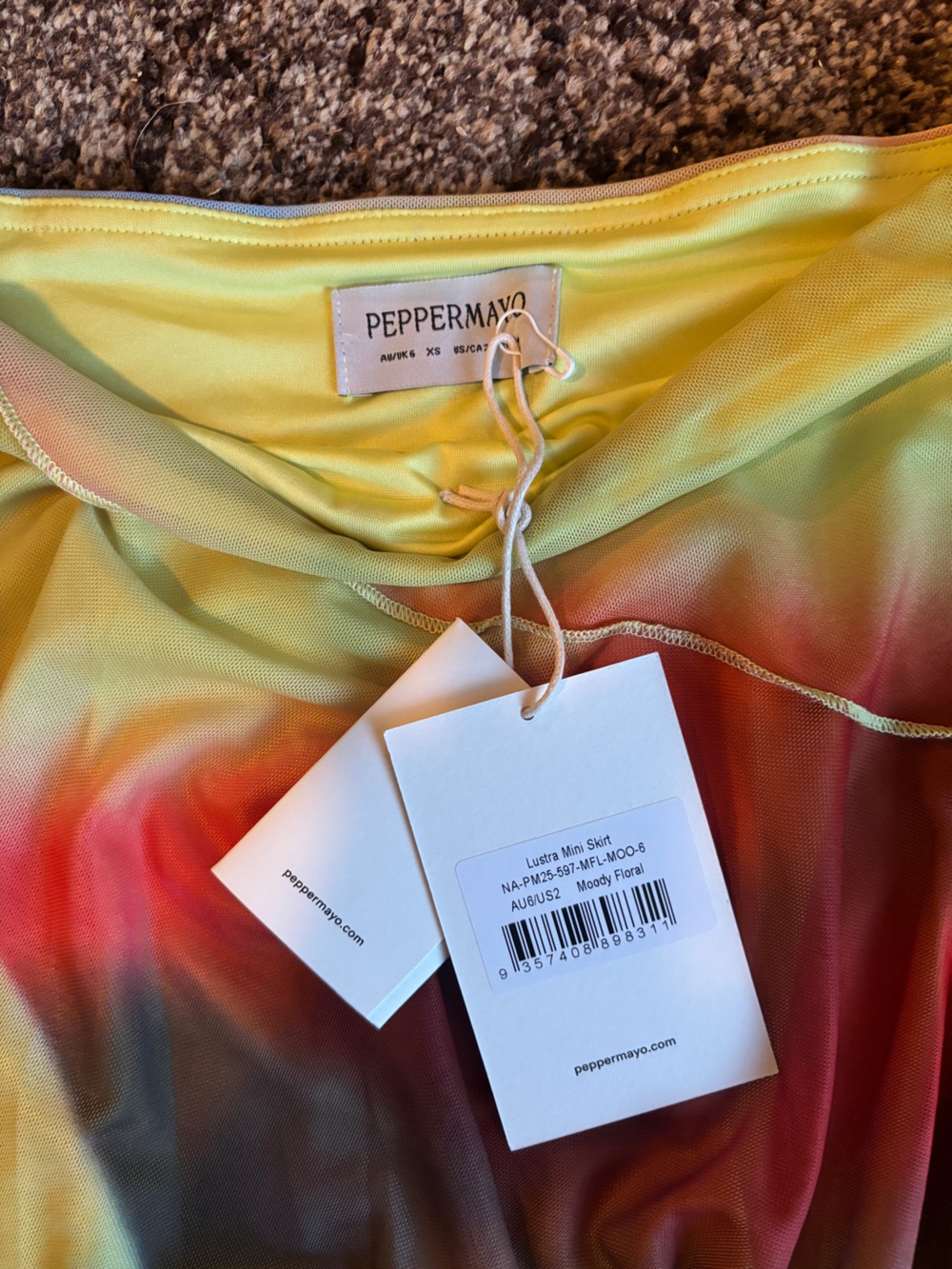 Peppermayo Yellow Red Blue Gradient Asymmetrical Handkerchief Skirt - Picture 5 of 7